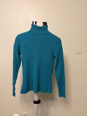 Charter Club Teal Cable Knit Turtleneck Sweater